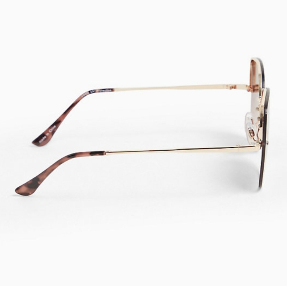 LAST PAIR!GOLD-TONE RIMLESS SQUARE-OVAL SUNGLASSES - Picture 3 of 3
